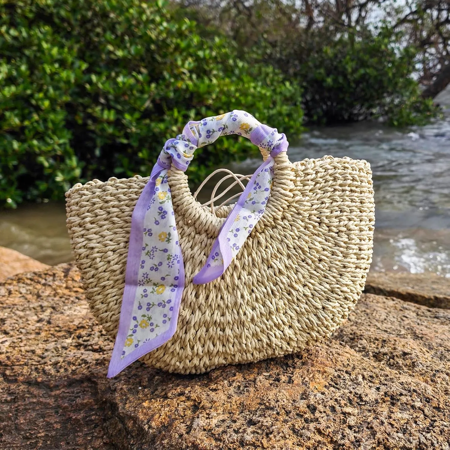 Straw bags for women 2025 Summer Rattan Bags Women Straw Hand-woven Top-handle Handbag Sea Rattan Tote Clutch