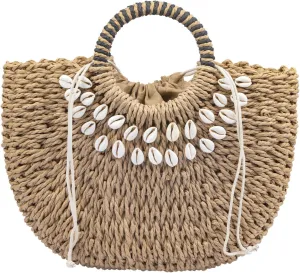 Straw bags for women 2025 Summer Rattan Bags Women Straw Hand-woven Top-handle Handbag Sea Rattan Tote Clutch