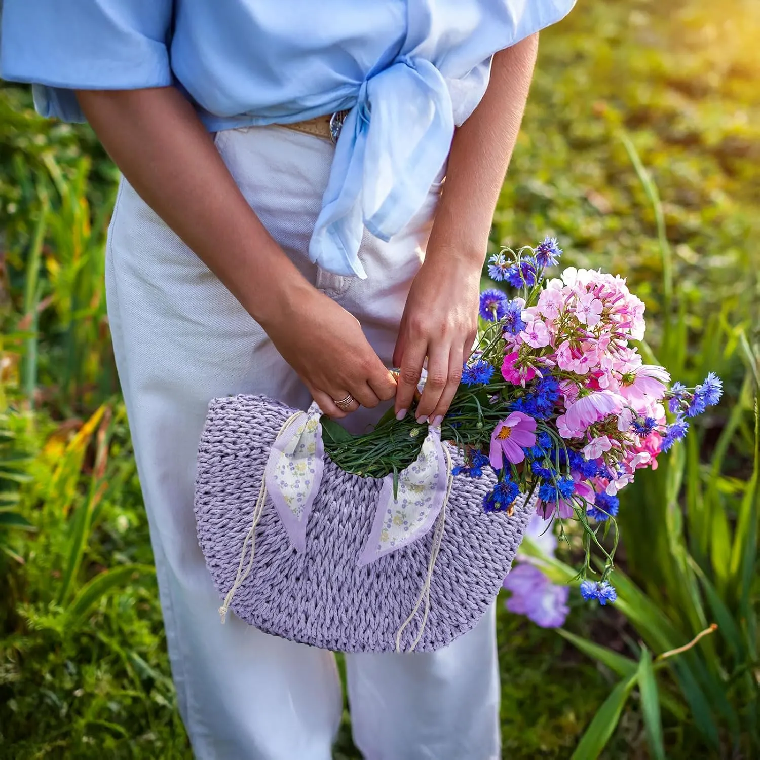 Straw bags for women 2025 Summer Rattan Bags Women Straw Hand-woven Top-handle Handbag Sea Rattan Tote Clutch