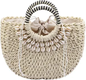 Straw bags for women 2025 Summer Rattan Bags Women Straw Hand-woven Top-handle Handbag Sea Rattan Tote Clutch