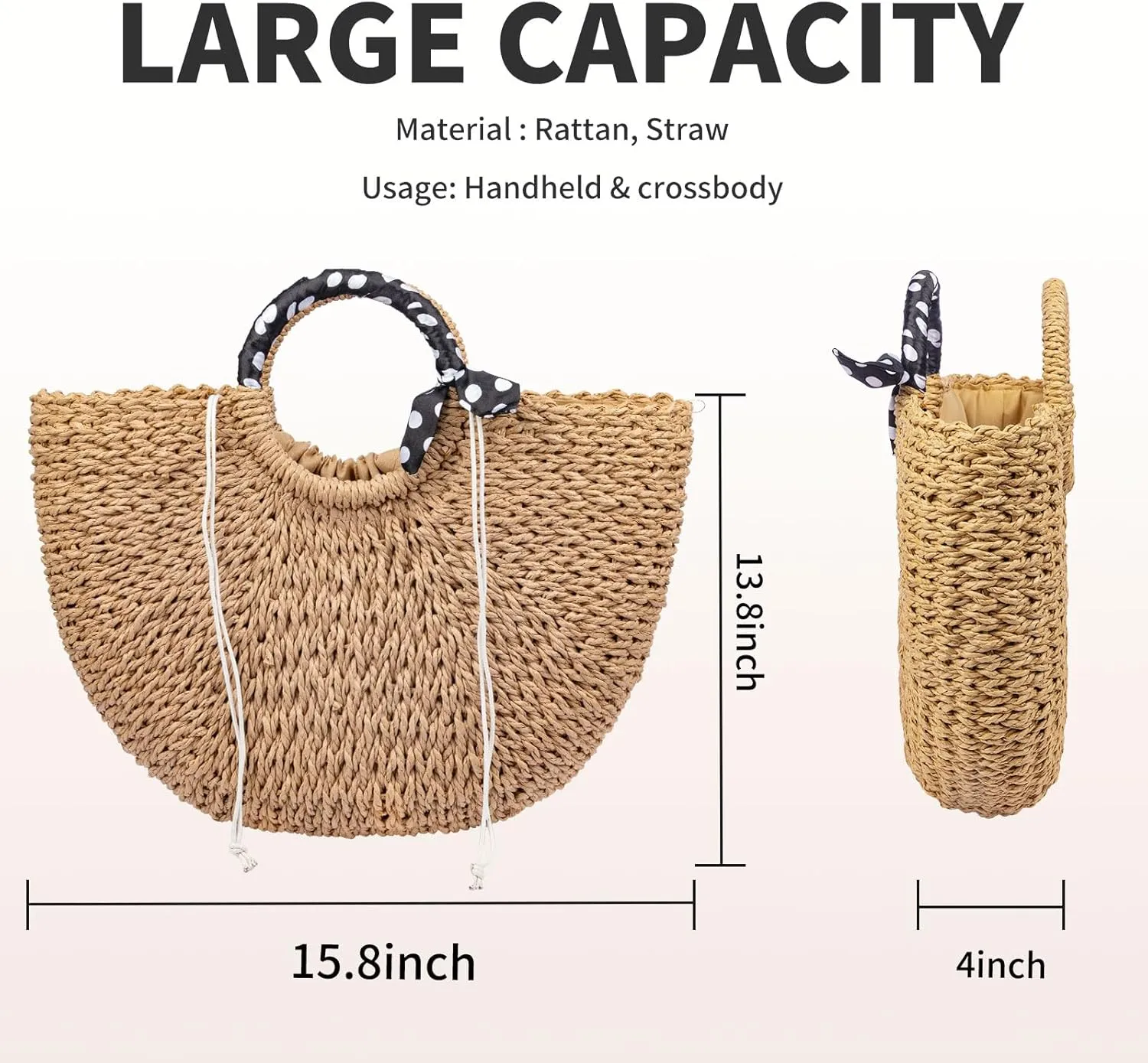 Straw bags for women 2025 Summer Rattan Bags Women Straw Hand-woven Top-handle Handbag Sea Rattan Tote Clutch