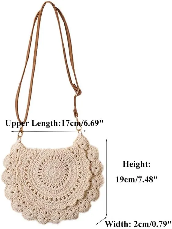 Straw Bags for Women Travel Straw Totes Bag Woven Summer Handmade Shoulder Bag Handbag with Adjustable Strap Beige
