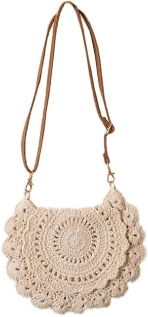 Straw Bags for Women Travel Straw Totes Bag Woven Summer Handmade Shoulder Bag Handbag with Adjustable Strap Beige