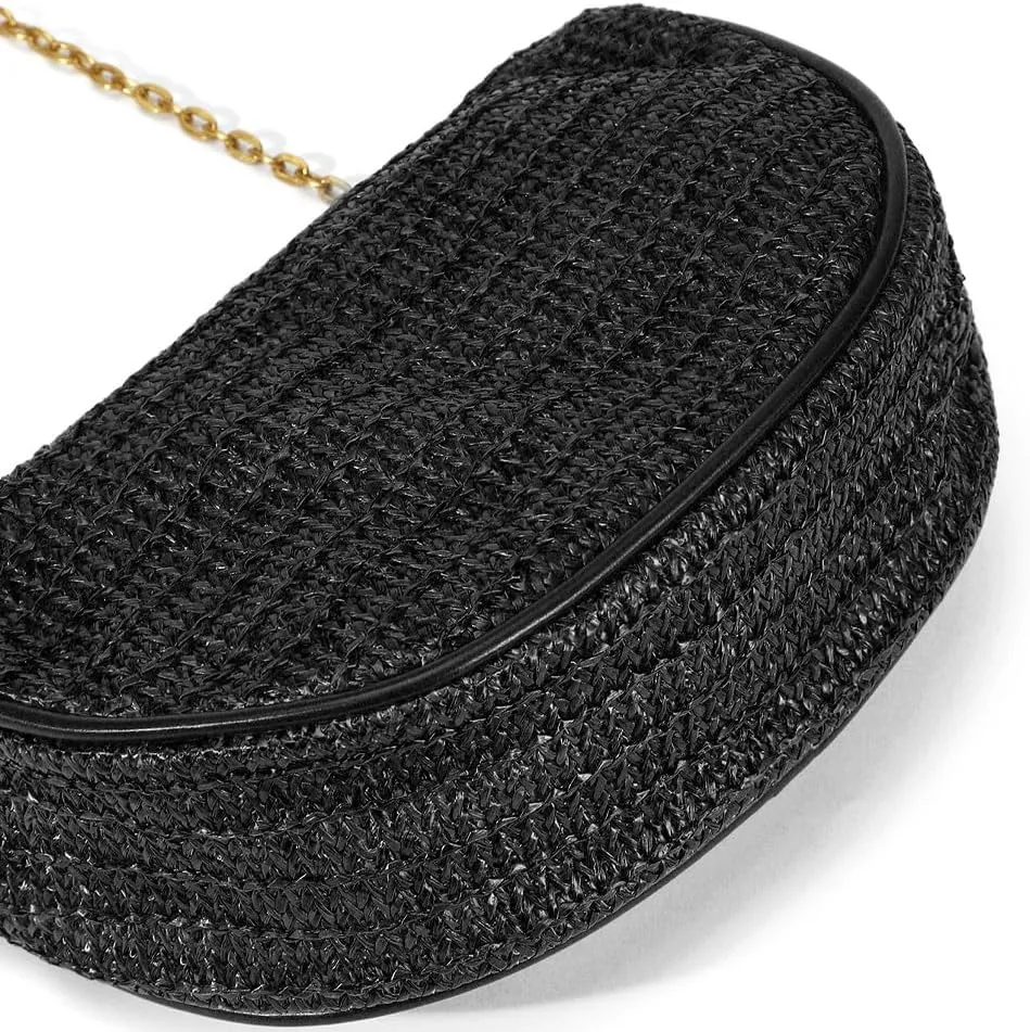 Straw Clutch Bag for Women Mini Summer Satchel Purse Fashion Woven Crossbody Shoulder Handbags with Chain Strap
