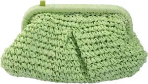Straw Clutch Purses for Women, Summer Woven Dumpling Bag Straw Crossbody Bags Beach Clutch Handbags