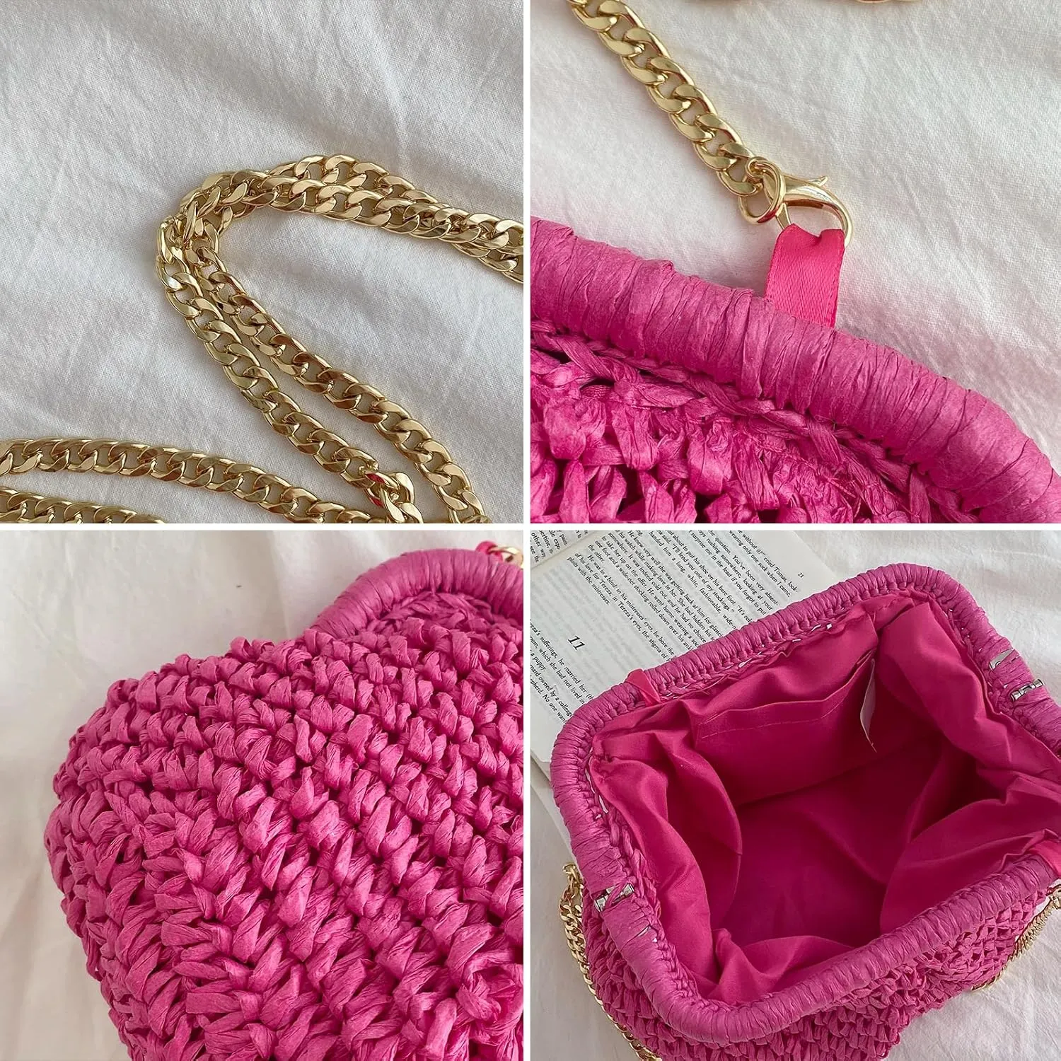 Straw Clutch Purses for Women, Summer Woven Dumpling Bag Straw Crossbody Bags Beach Clutch Handbags