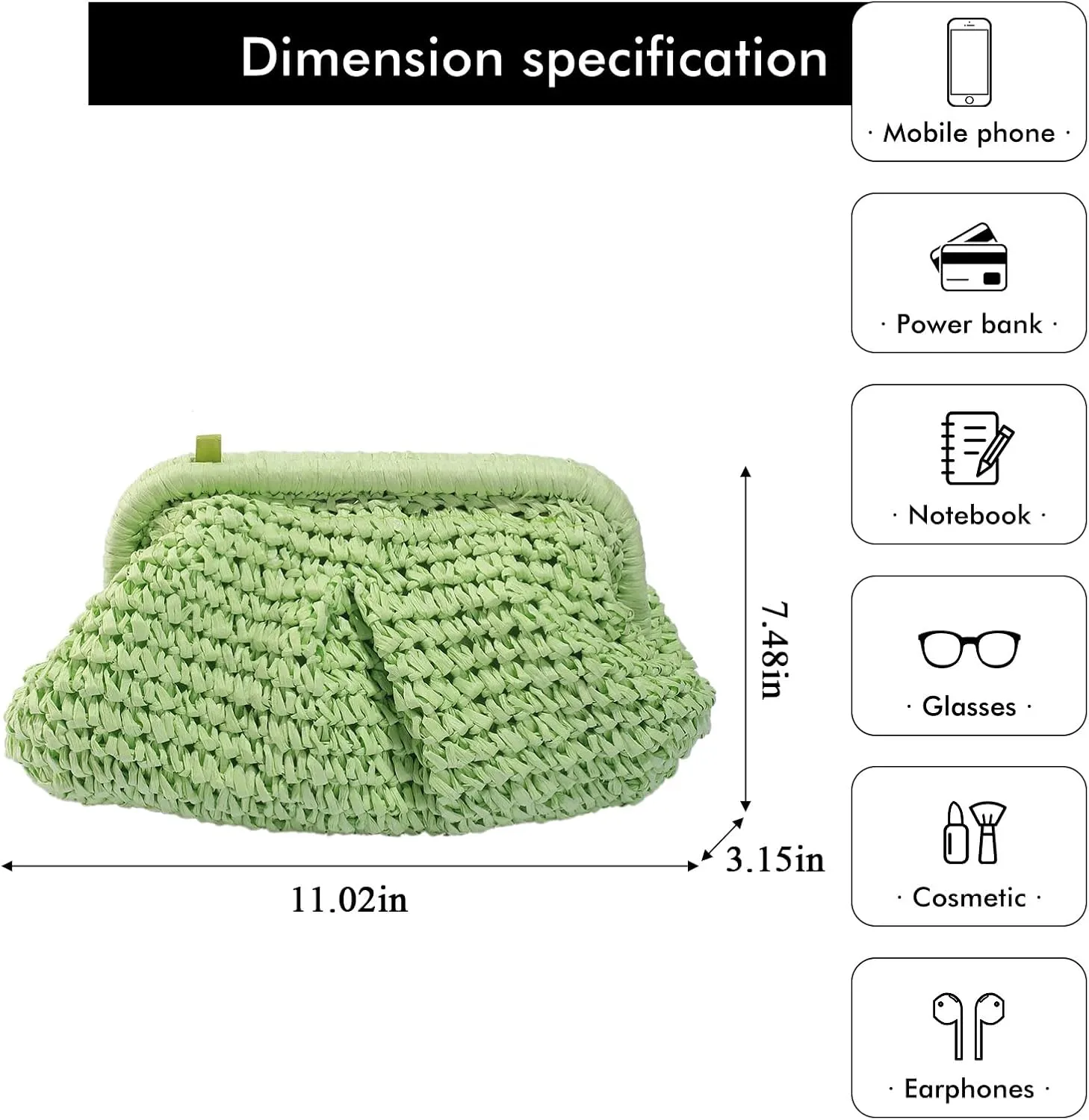 Straw Clutch Purses for Women, Summer Woven Dumpling Bag Straw Crossbody Bags Beach Clutch Handbags