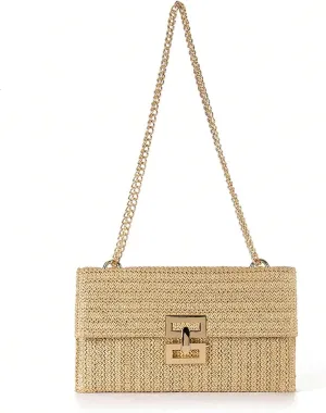 Straw Crossbody Bag for Women Summer Designer Evening Handbag Casual Beach Straw Shoulder Bag