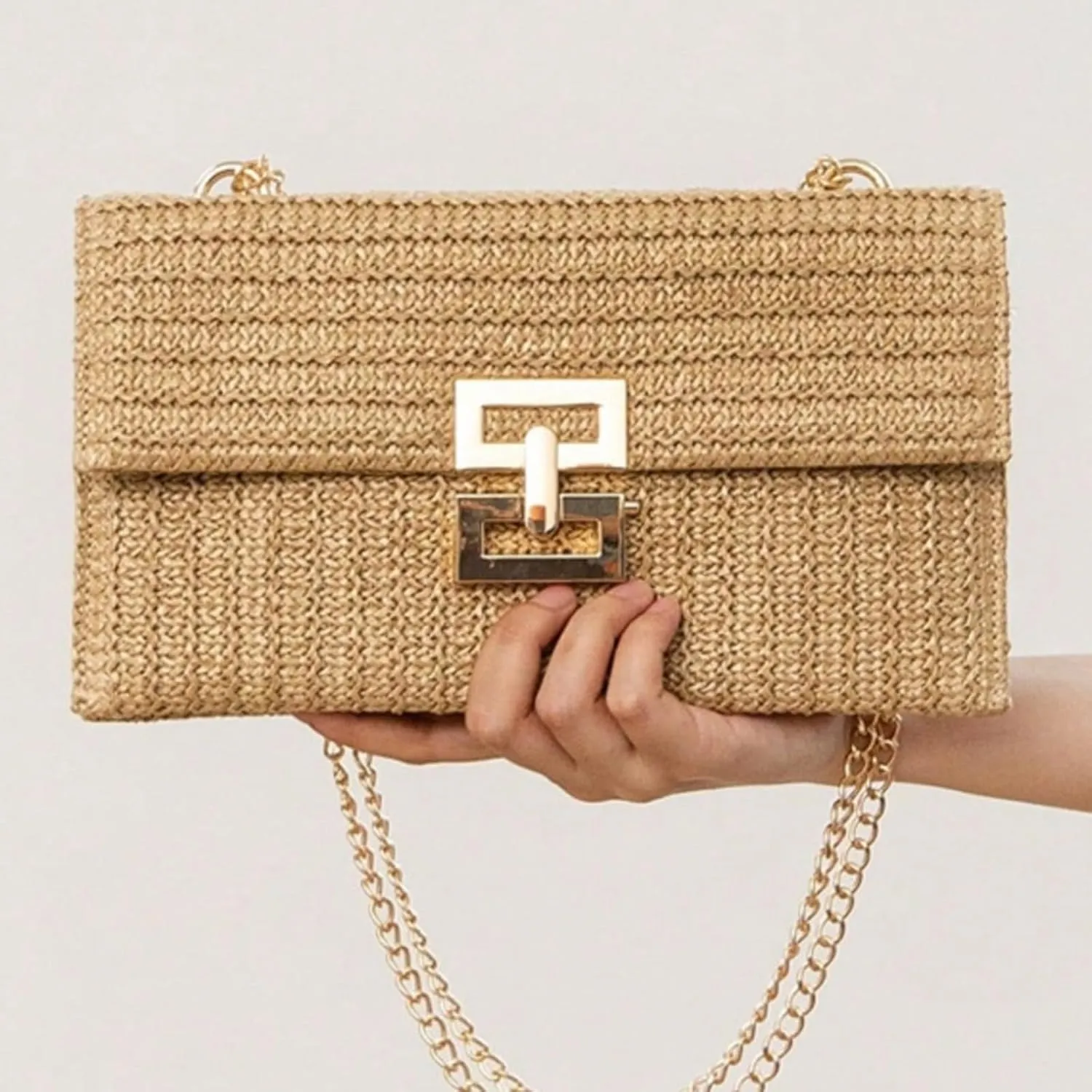 Straw Crossbody Bag for Women Summer Designer Evening Handbag Casual Beach Straw Shoulder Bag