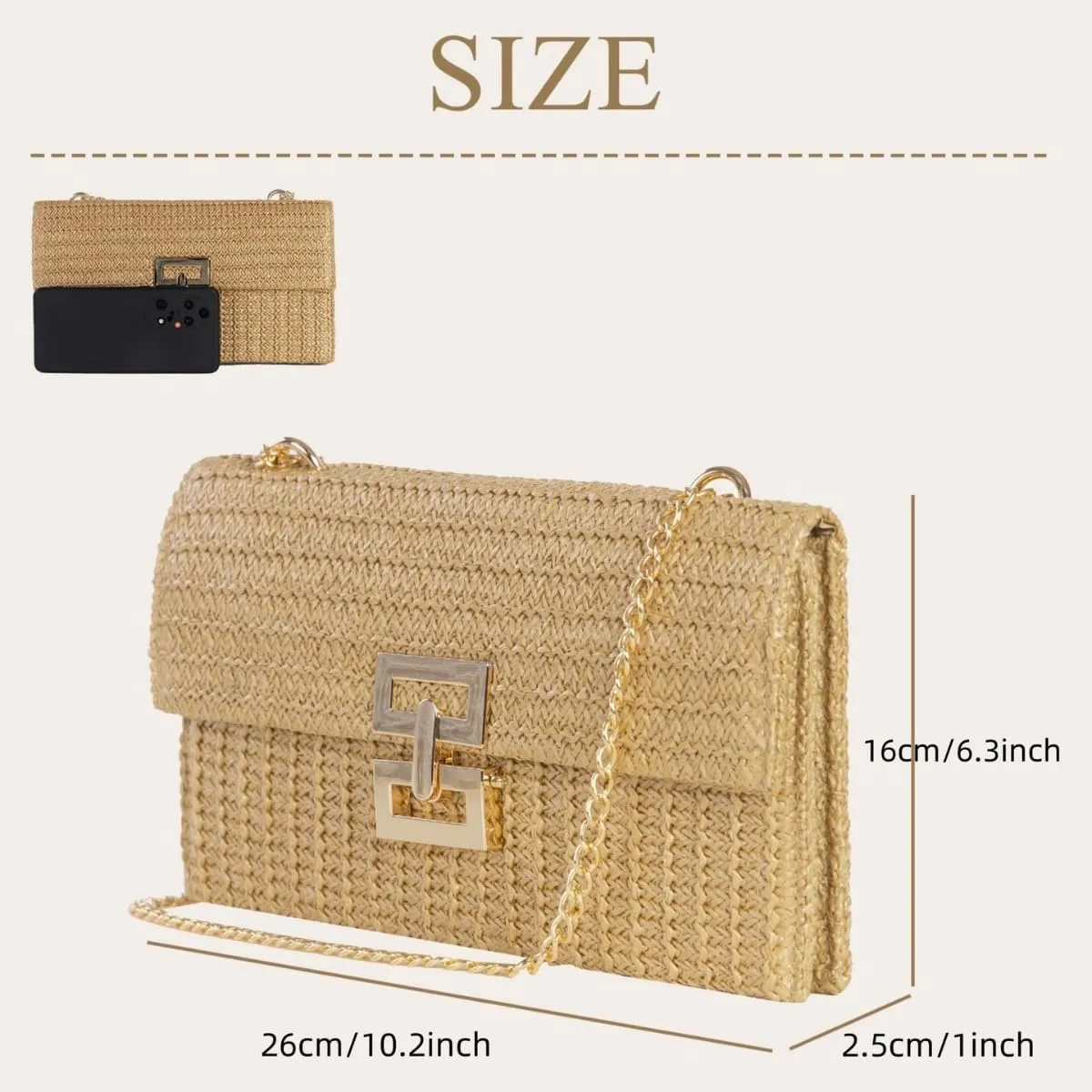 Straw Crossbody Bag for Women Summer Designer Evening Handbag Casual Beach Straw Shoulder Bag