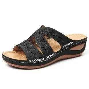 Stylish and Comfortable Plus Size Women's Gladiator Slip-On Platform  Wedge Sandals