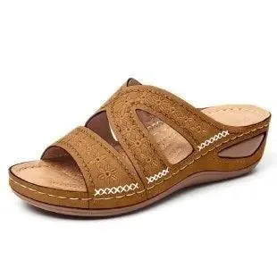 Stylish and Comfortable Plus Size Women's Gladiator Slip-On Platform  Wedge Sandals