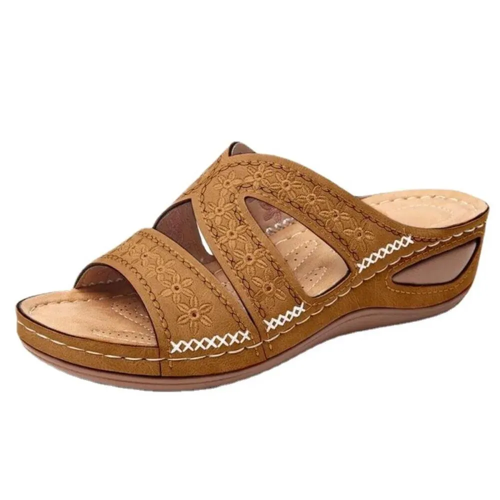 Stylish and Comfortable Plus Size Women's Gladiator Slip-On Platform  Wedge Sandals