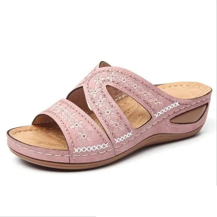 Stylish and Comfortable Plus Size Women's Gladiator Slip-On Platform  Wedge Sandals