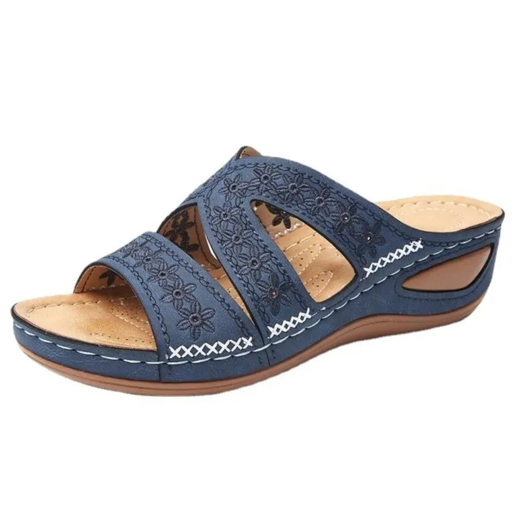 Stylish and Comfortable Plus Size Women's Gladiator Slip-On Platform  Wedge Sandals