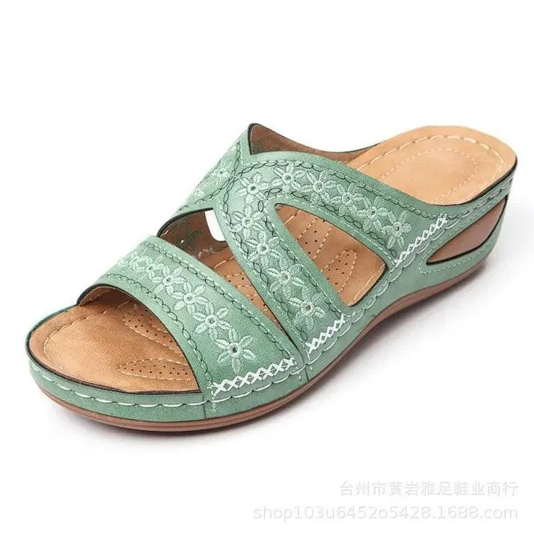 Stylish and Comfortable Plus Size Women's Gladiator Slip-On Platform  Wedge Sandals