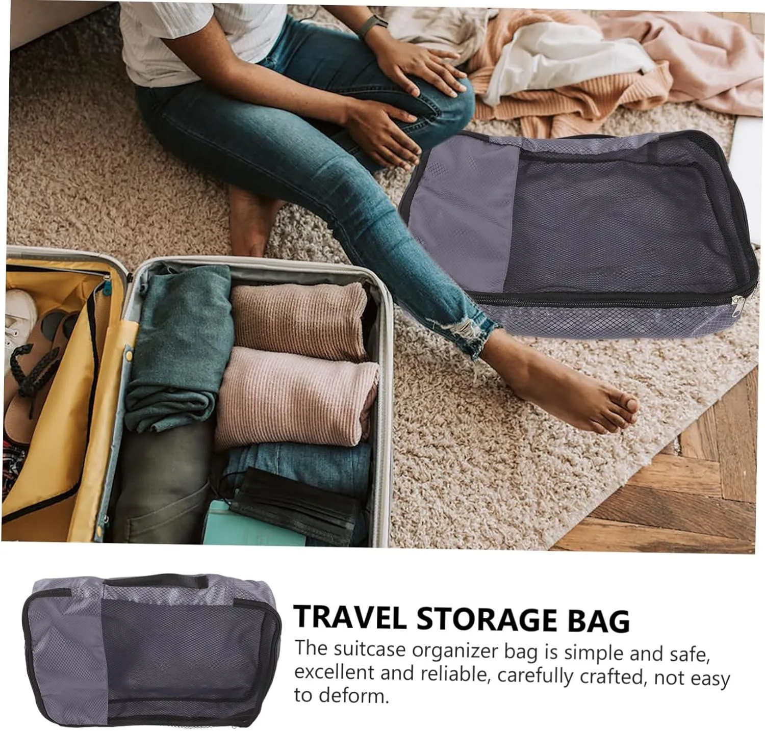 Suitcase Organizer Pouch Travel Bag for Women Packing Cubes for Suitcases Luggage Organizer Bags Grey