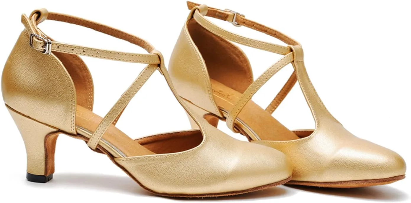 T-Strap Ballroom Dance Shoes for Women's Salsa Latin Tango Wedding Party