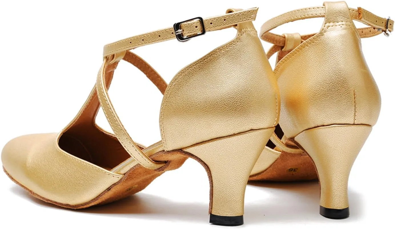 T-Strap Ballroom Dance Shoes for Women's Salsa Latin Tango Wedding Party