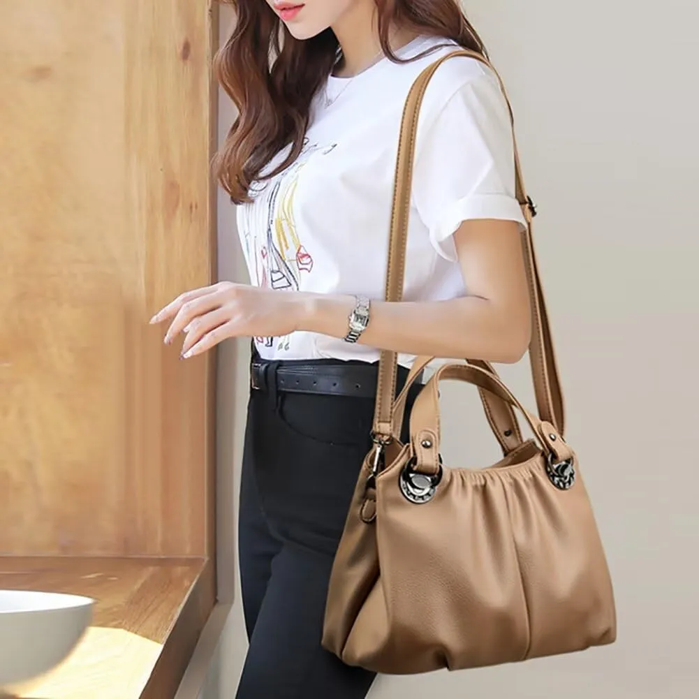 Top Handle Satchel Handbag for Women PU Leather Crossbody Bag Designer Tote Handbag Roomy Work Bag Shoulder Purse