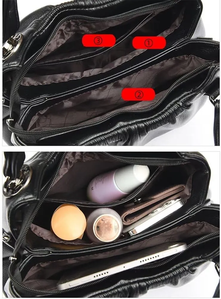 Top Handle Satchel Handbag for Women PU Leather Crossbody Bag Designer Tote Handbag Roomy Work Bag Shoulder Purse