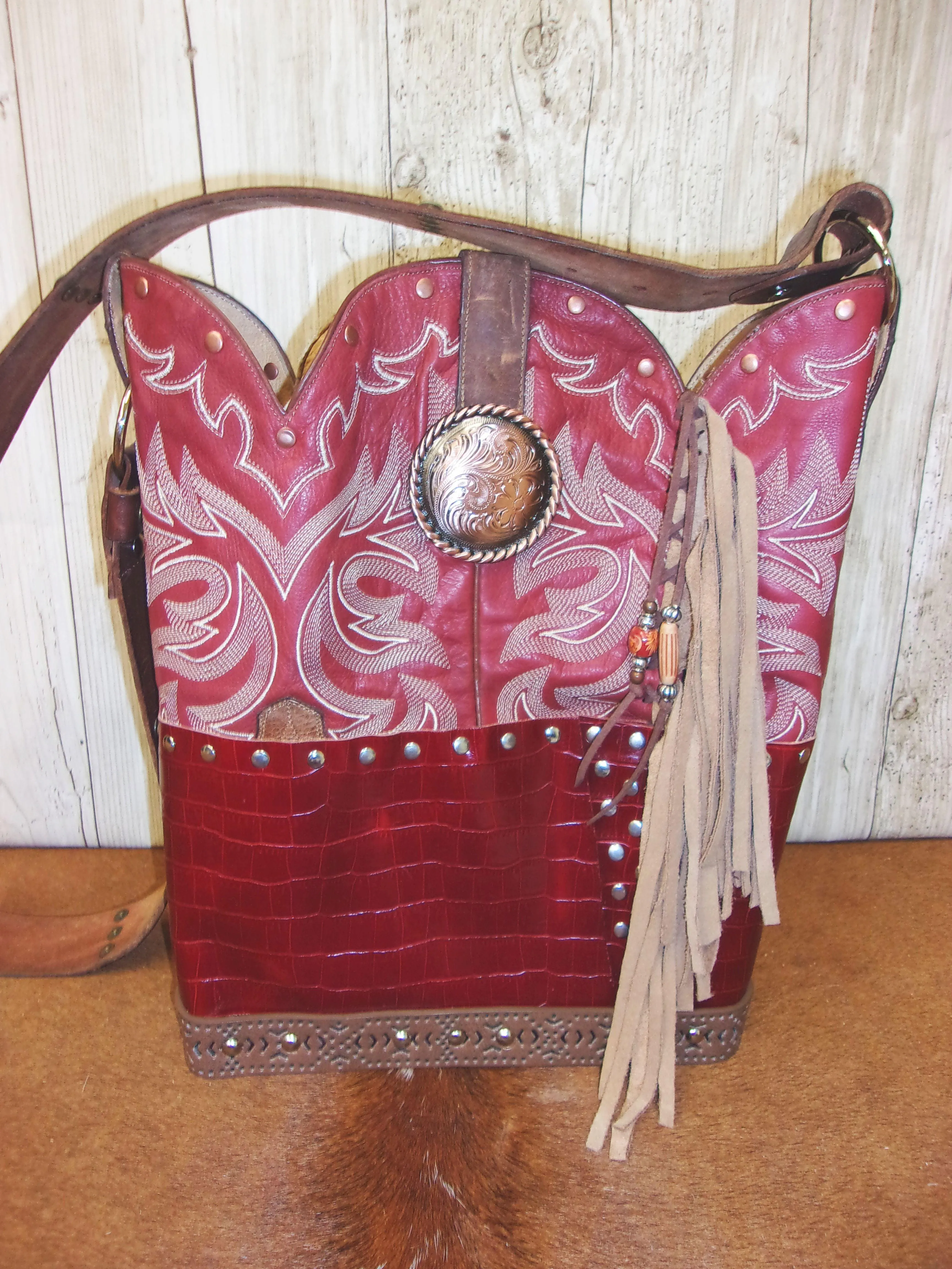 Top Shelf Cowboy Boot Purse with Fringe TS311