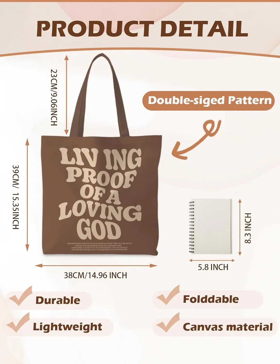 Tote Bag - Christian Gifts for Women, Canvas Bags with Bible Verse Designs