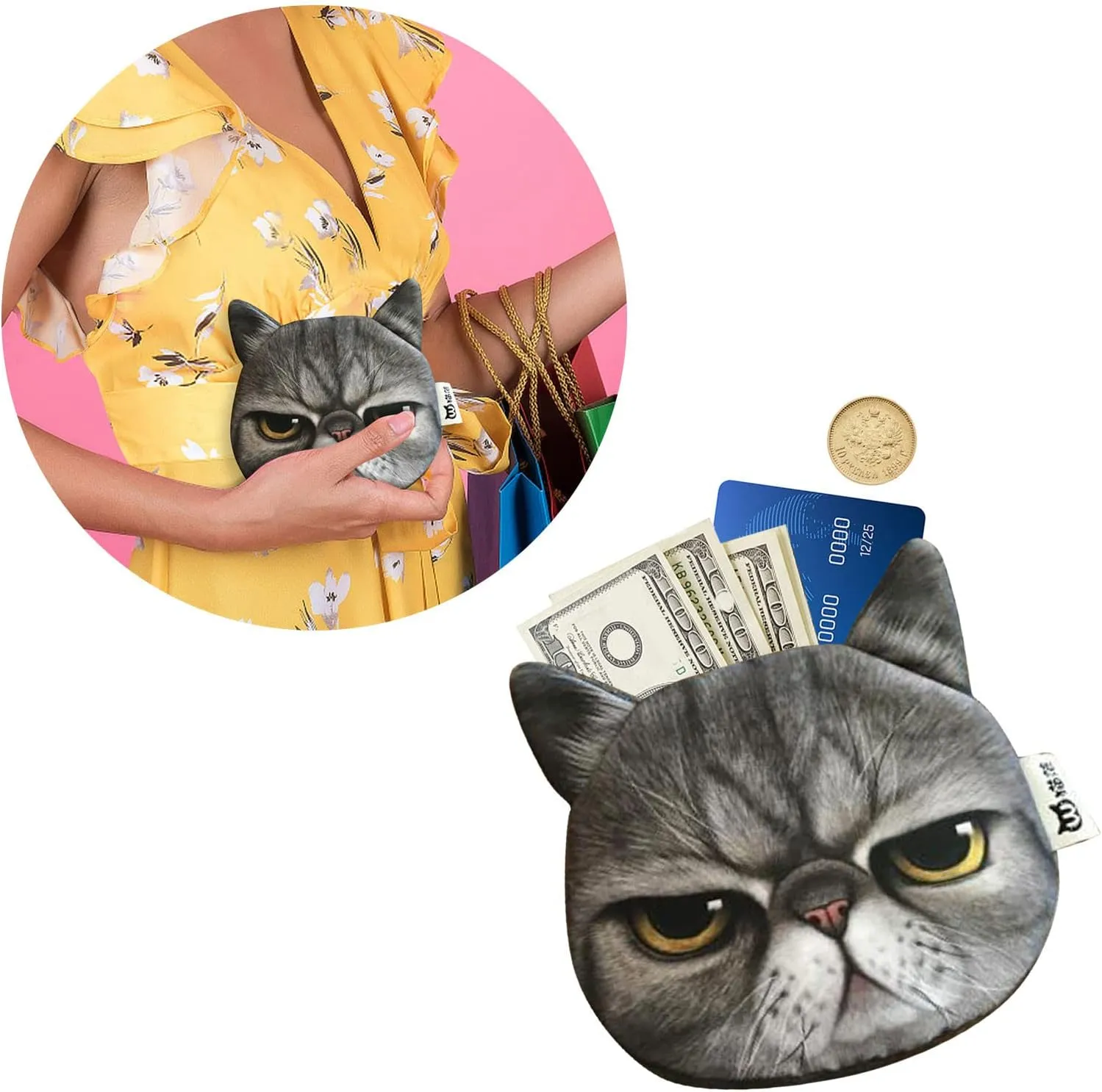Tote Bag For Women Cat Animal Pattern Purse Mini Small Purse Fashion Wallet Card Holder Purse For Daughter Birthday G