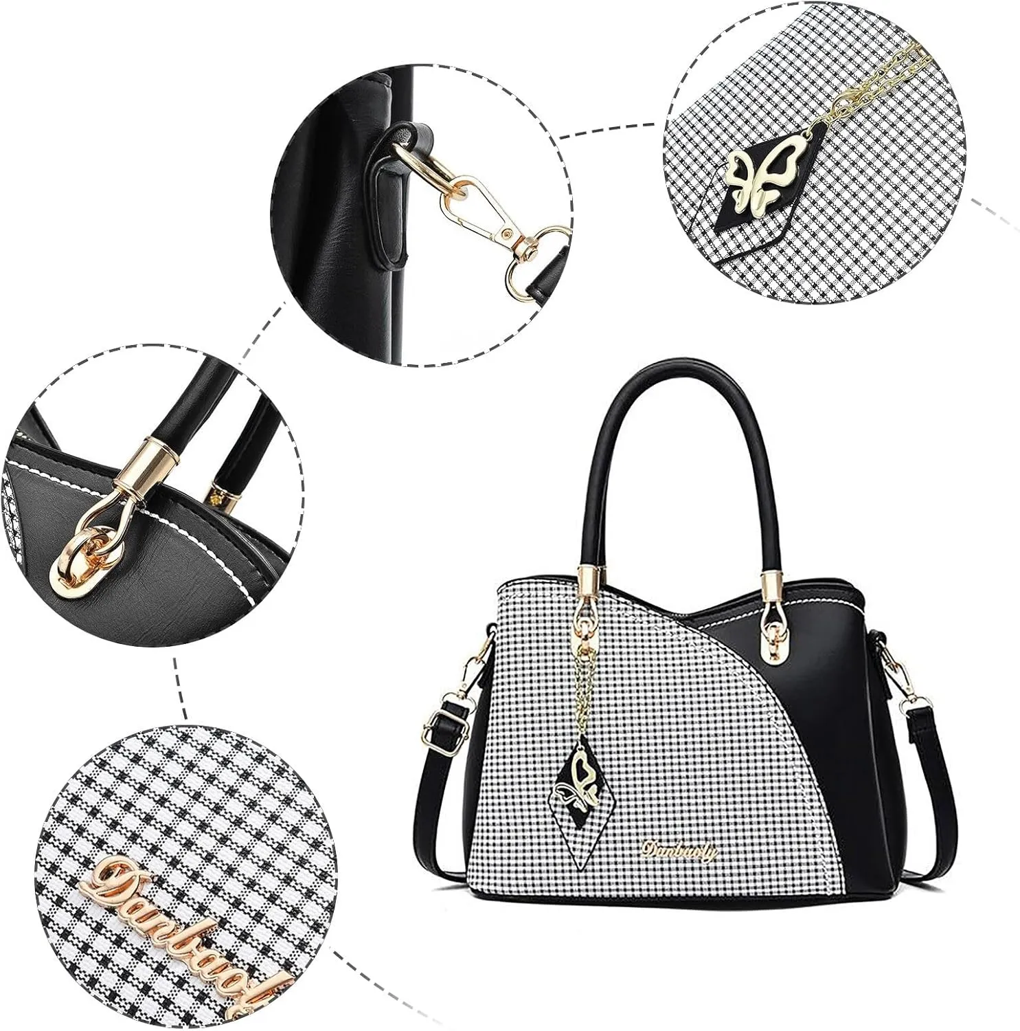 Tote Bag For Women Color Block Women Hobo Handbags Large Capacity Plaid Middle Shoulder Messenger Bag For Daily Work H