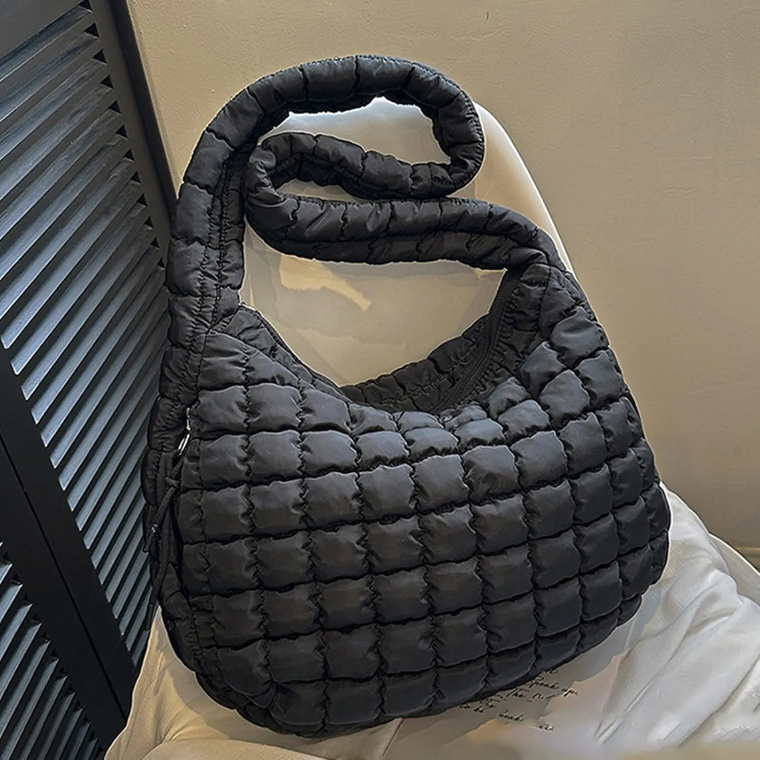 Tote Bag For Women Ladies Large Quilted Tote Bag Winter Soft Quilted Shoulder Bag Down Shoulder Bag Shopping Handbag H