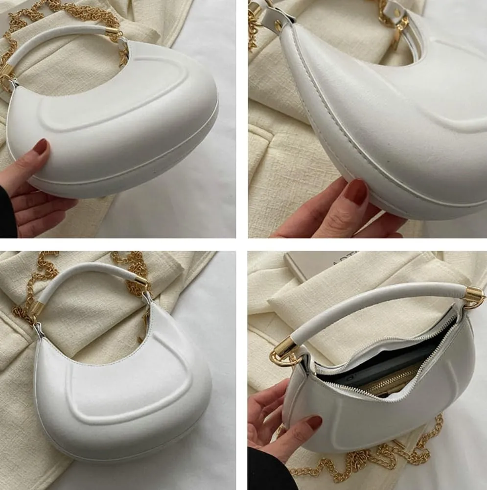 Tote Bags for Women PU Leather Crossbody Bags Y2K Hobo Handbag Crescent Shoulder Purse