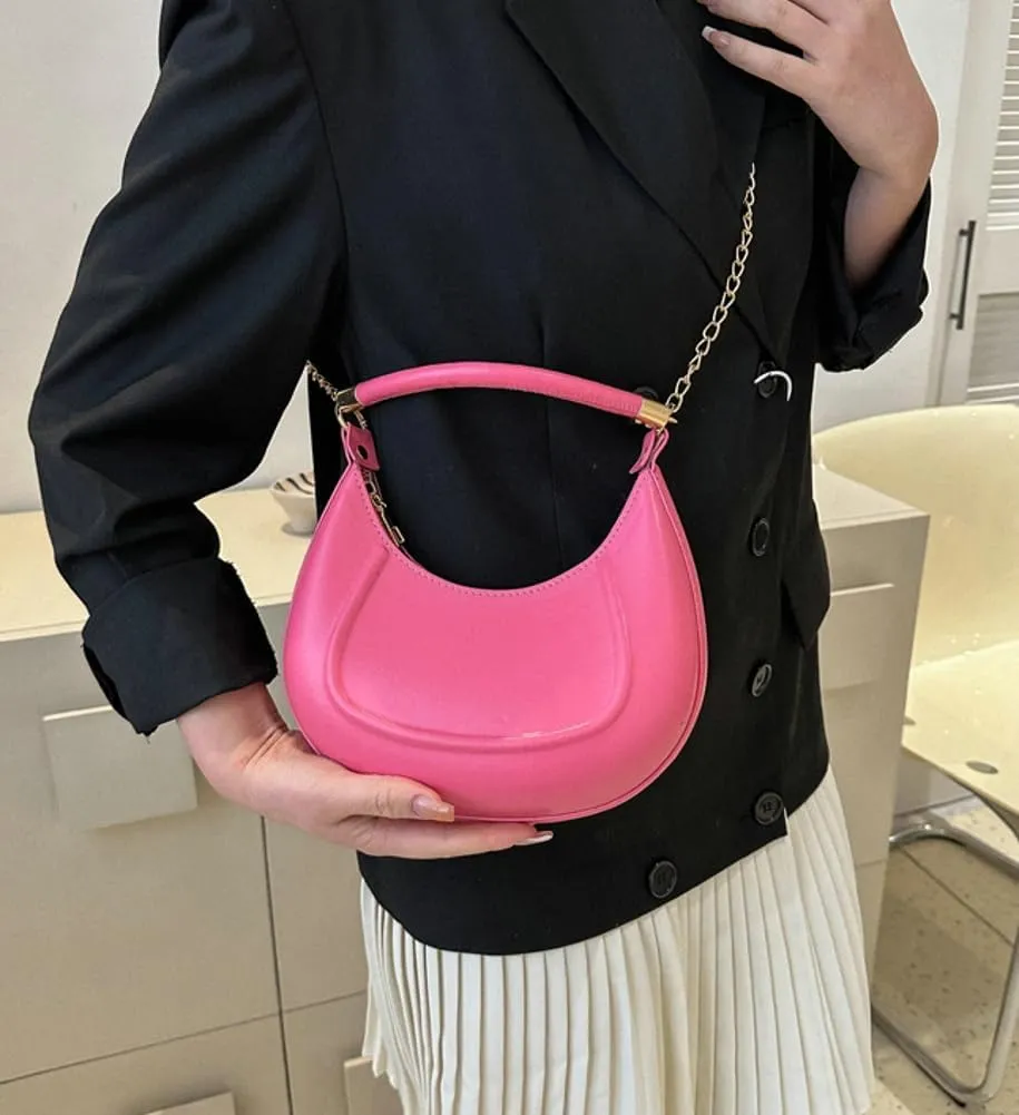 Tote Bags for Women PU Leather Crossbody Bags Y2K Hobo Handbag Crescent Shoulder Purse