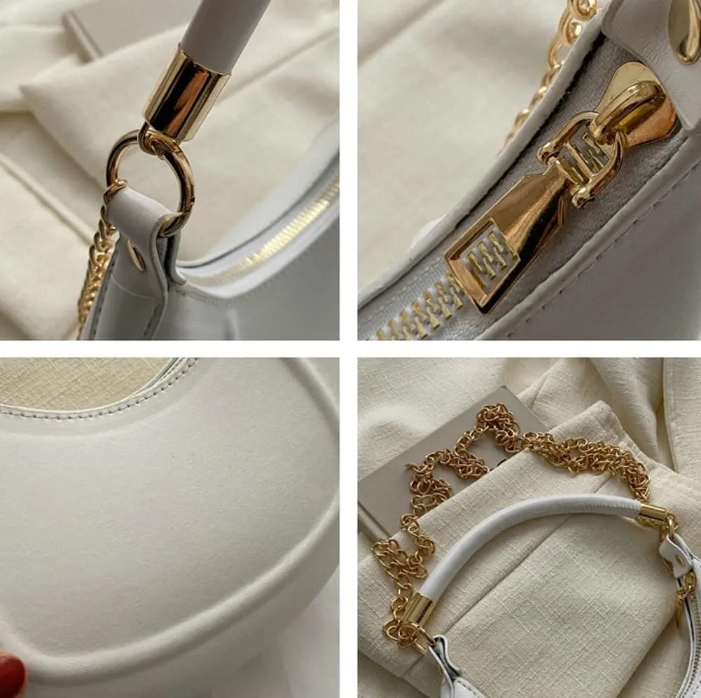 Tote Bags for Women PU Leather Crossbody Bags Y2K Hobo Handbag Crescent Shoulder Purse