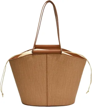 Tote Handbag Women Satchel Shoulder Bag Summer Purse Beach Travel Drawstring Closure Lining Bucket Work Vacation