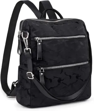 UTO Camo Waterproof Backpack for Women Durable Nylon Multipurpose Roomy Multi pockets School Travel Business Shoulder Bag