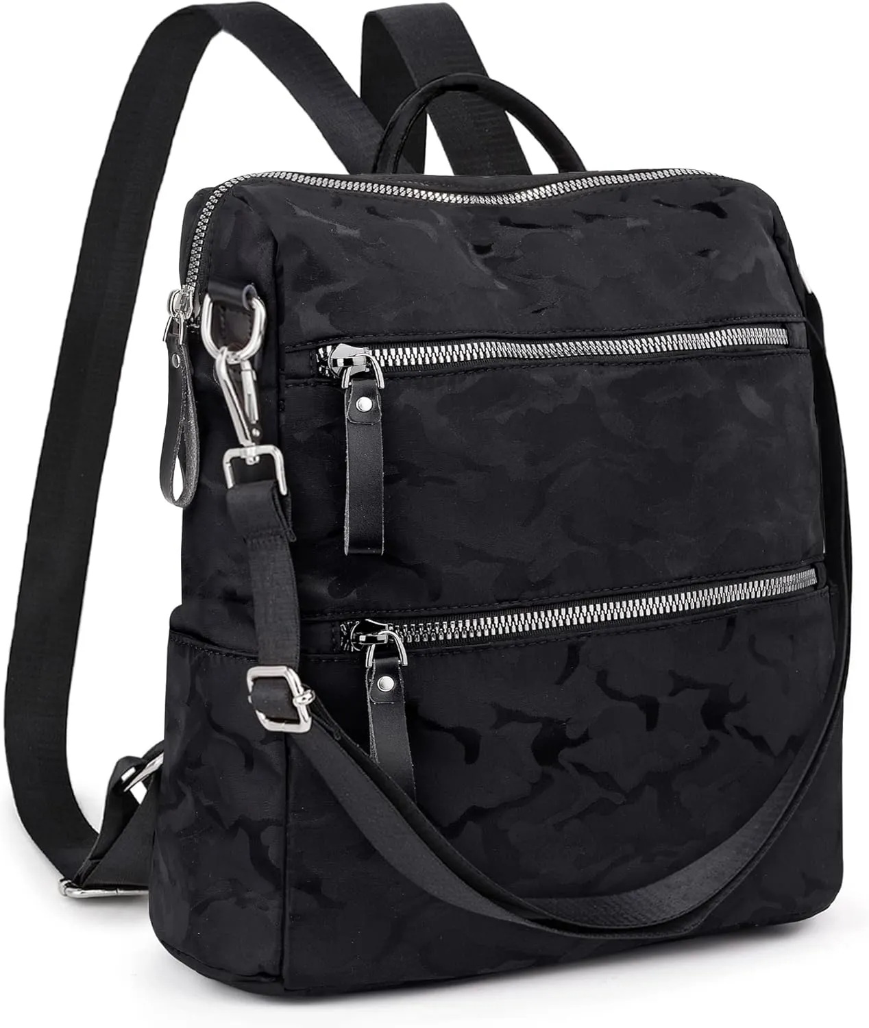 UTO Camo Waterproof Backpack for Women Durable Nylon Multipurpose Roomy Multi pockets School Travel Business Shoulder Bag