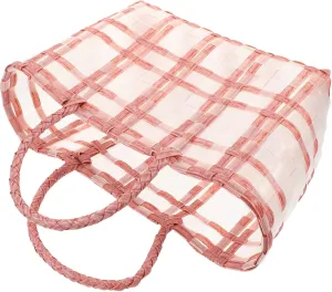VALICLUD Transparent Straw Woven Bag Lightweight Wedding present Handbag for Outdoor Picnics Travel Daily Use