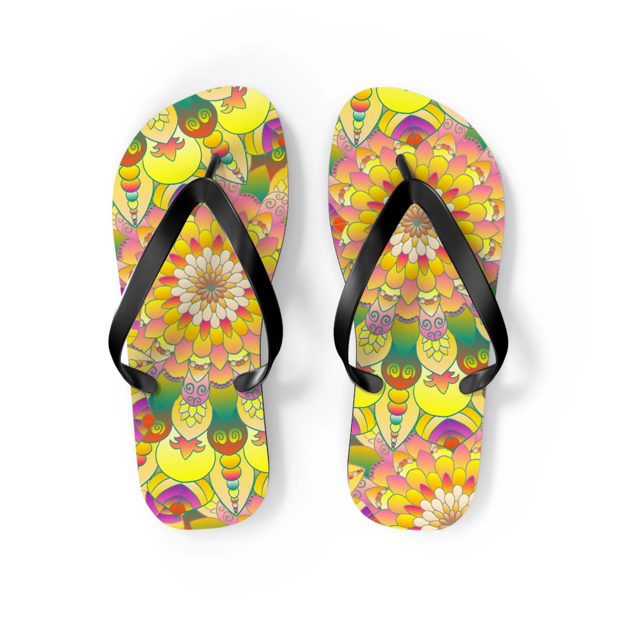 Vibrant Mandala Flip Flops - Stylish Sandals