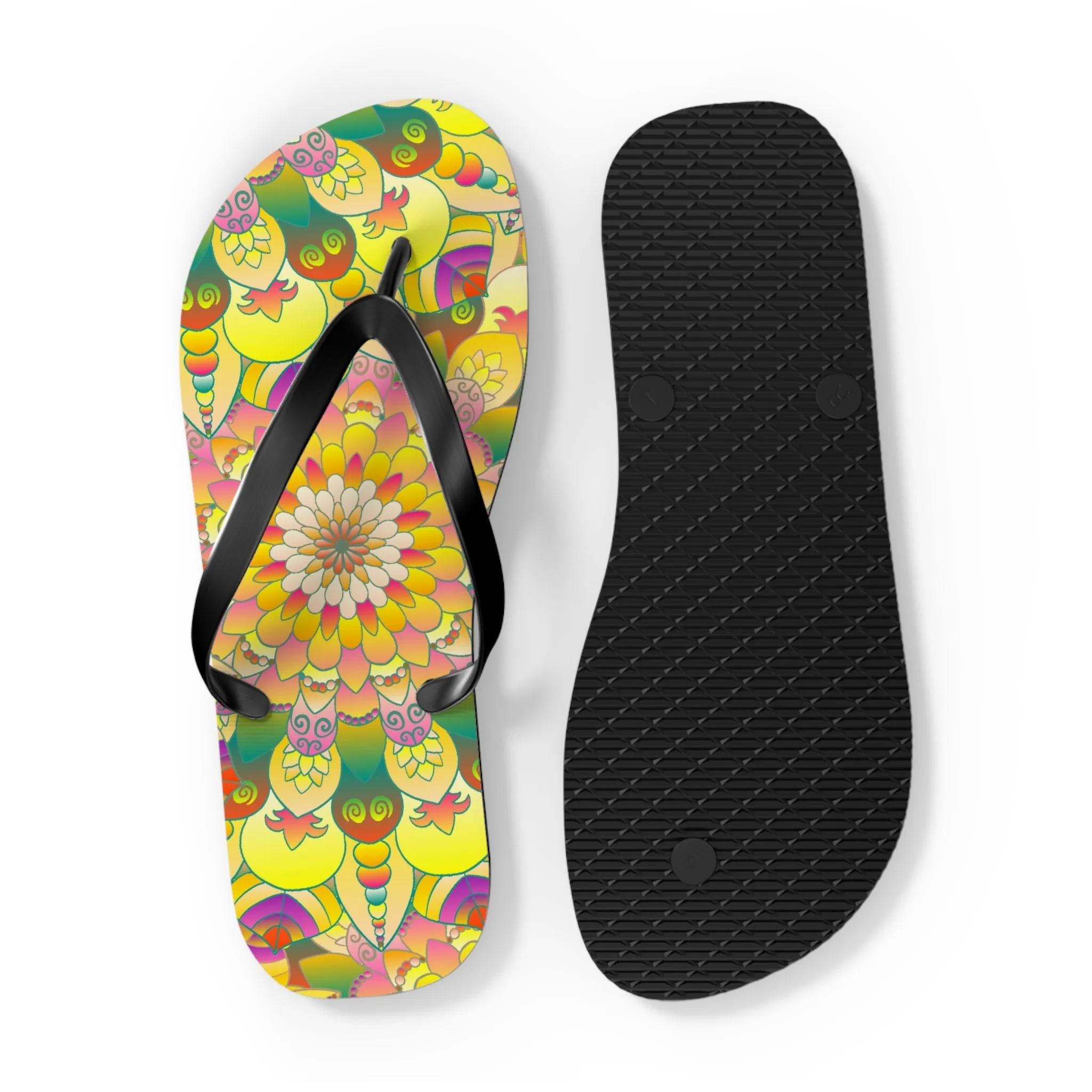 Vibrant Mandala Flip Flops - Stylish Sandals