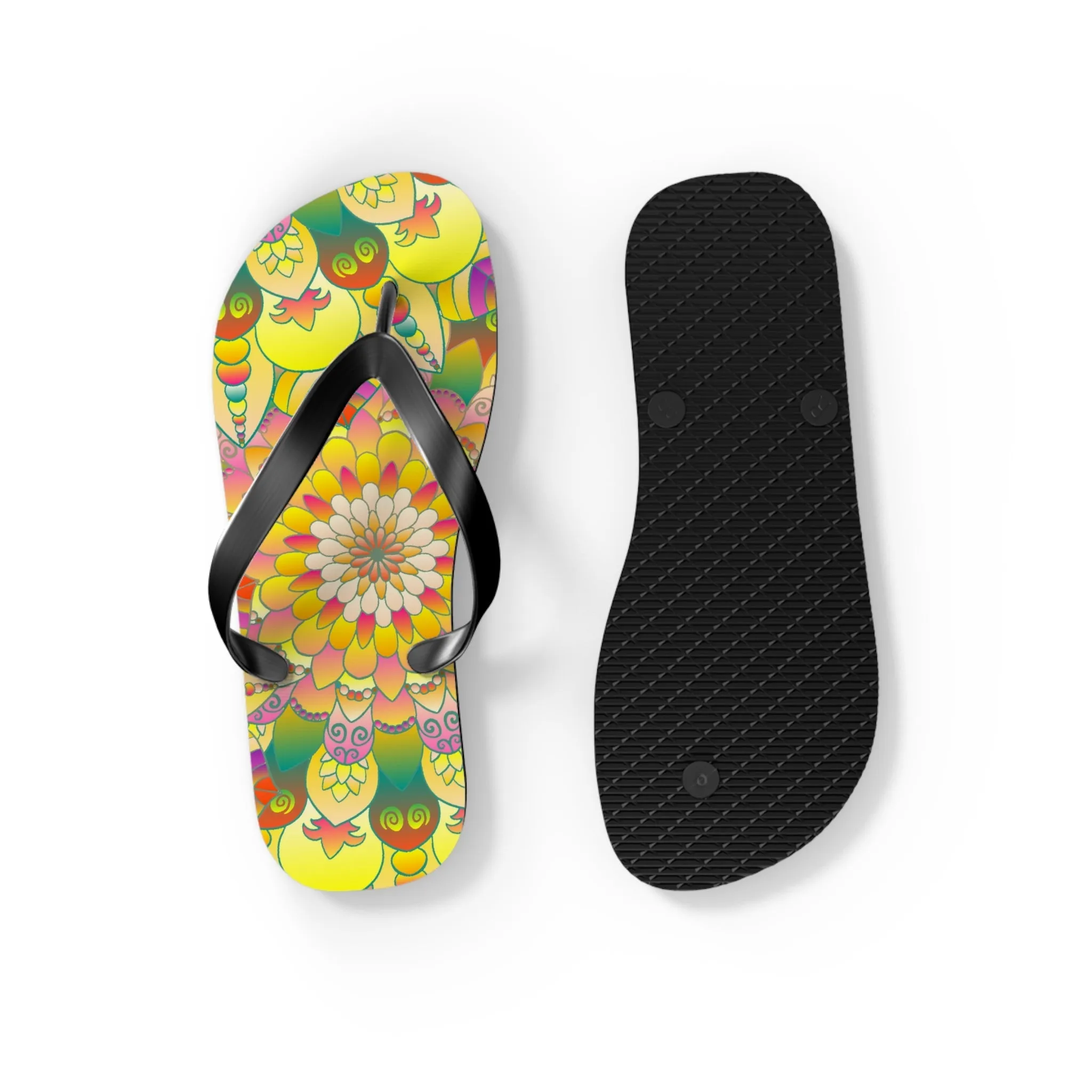 Vibrant Mandala Flip Flops - Stylish Sandals