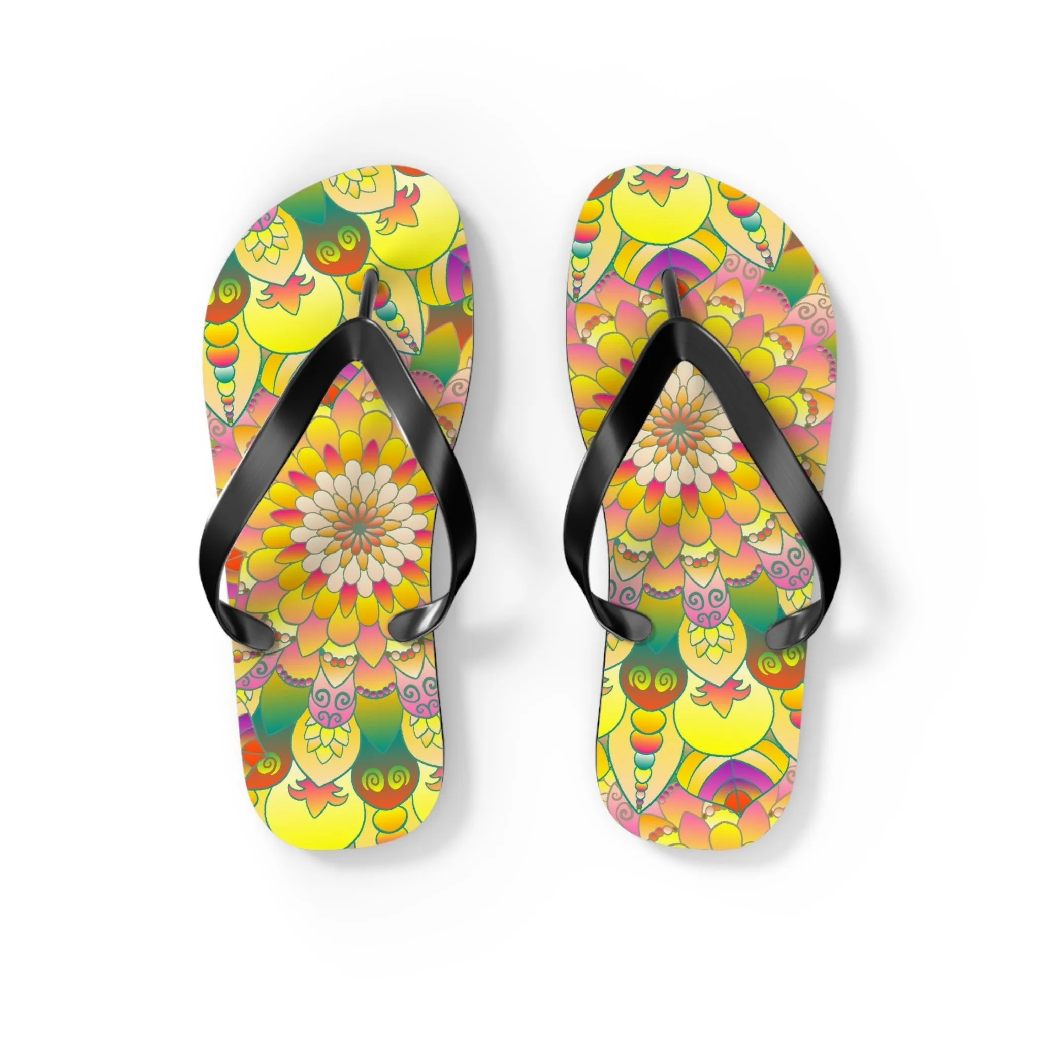 Vibrant Mandala Flip Flops - Stylish Sandals