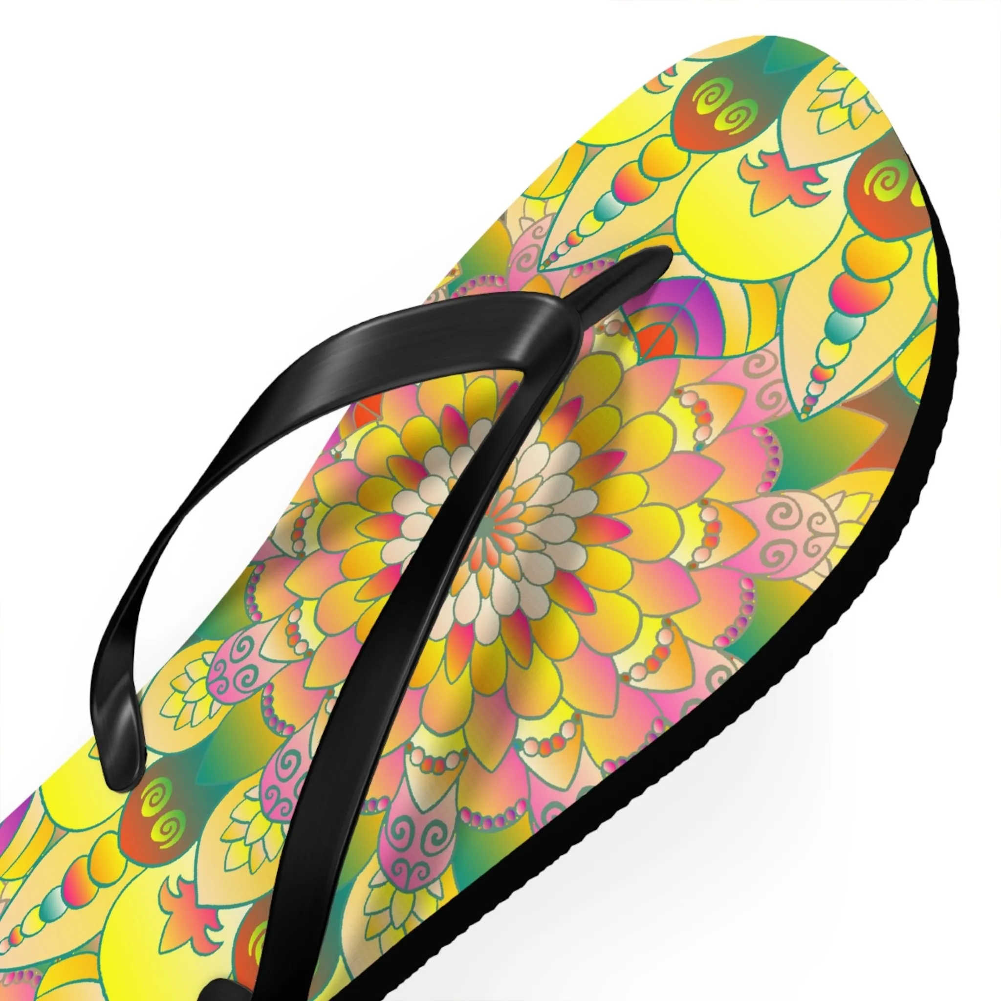 Vibrant Mandala Flip Flops - Stylish Sandals