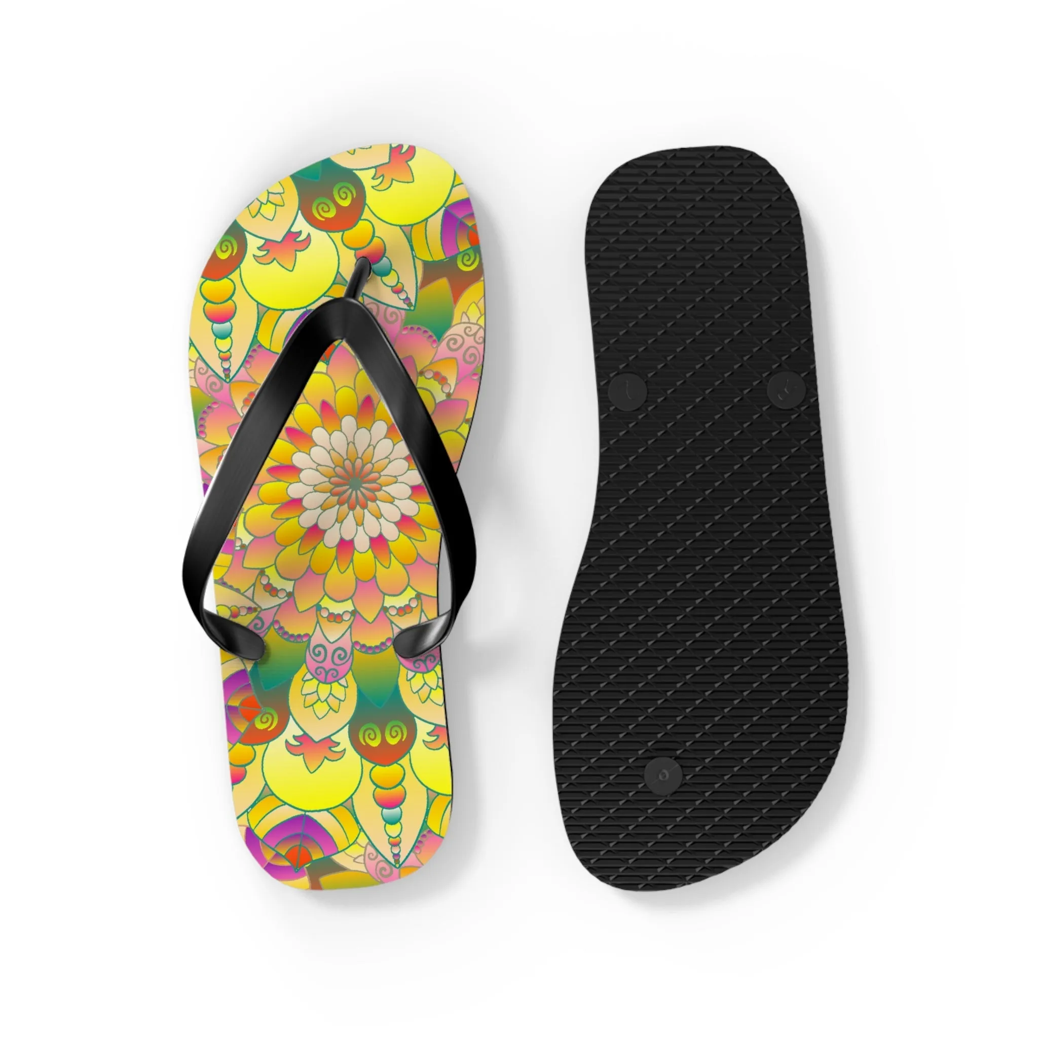 Vibrant Mandala Flip Flops - Stylish Sandals