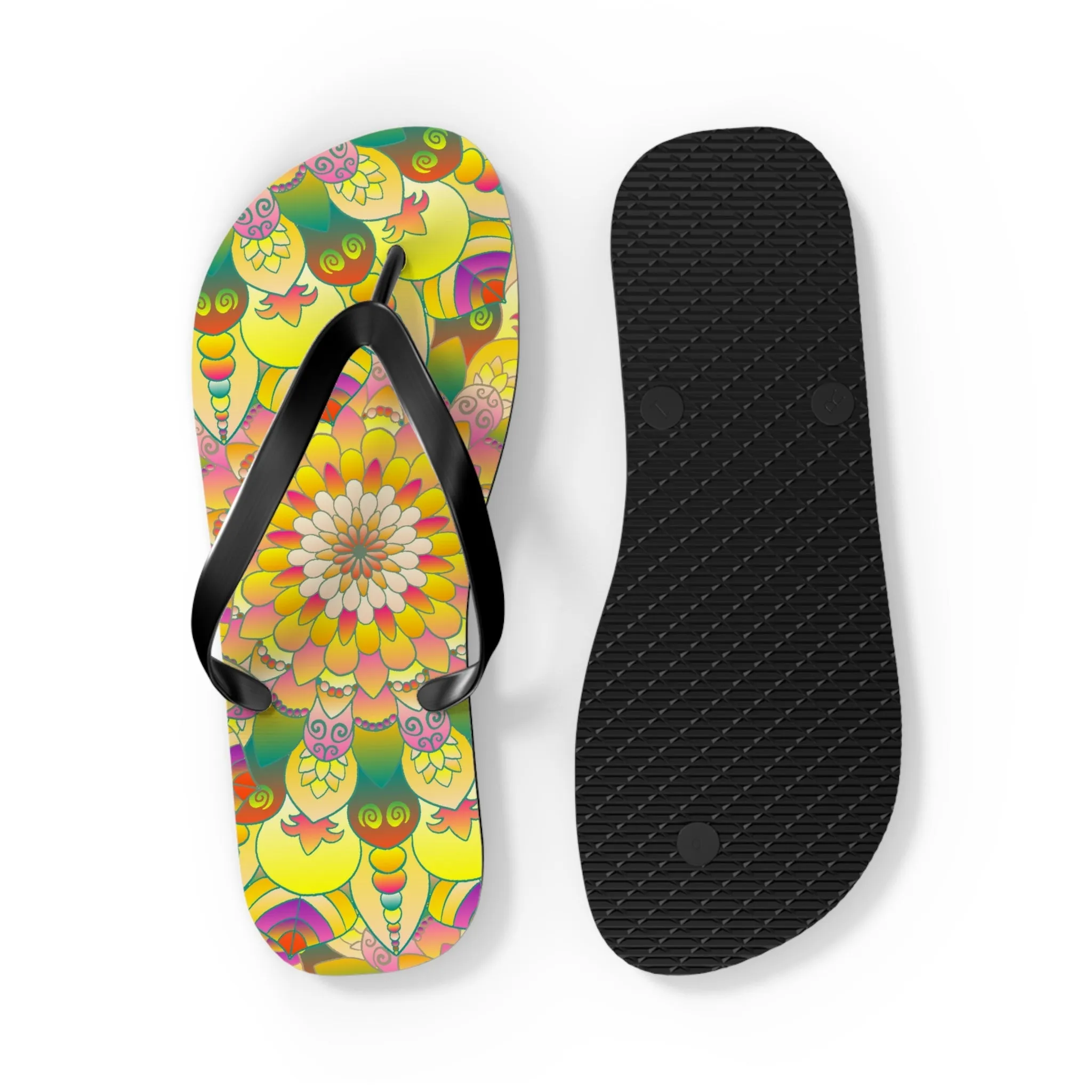 Vibrant Mandala Flip Flops - Stylish Sandals