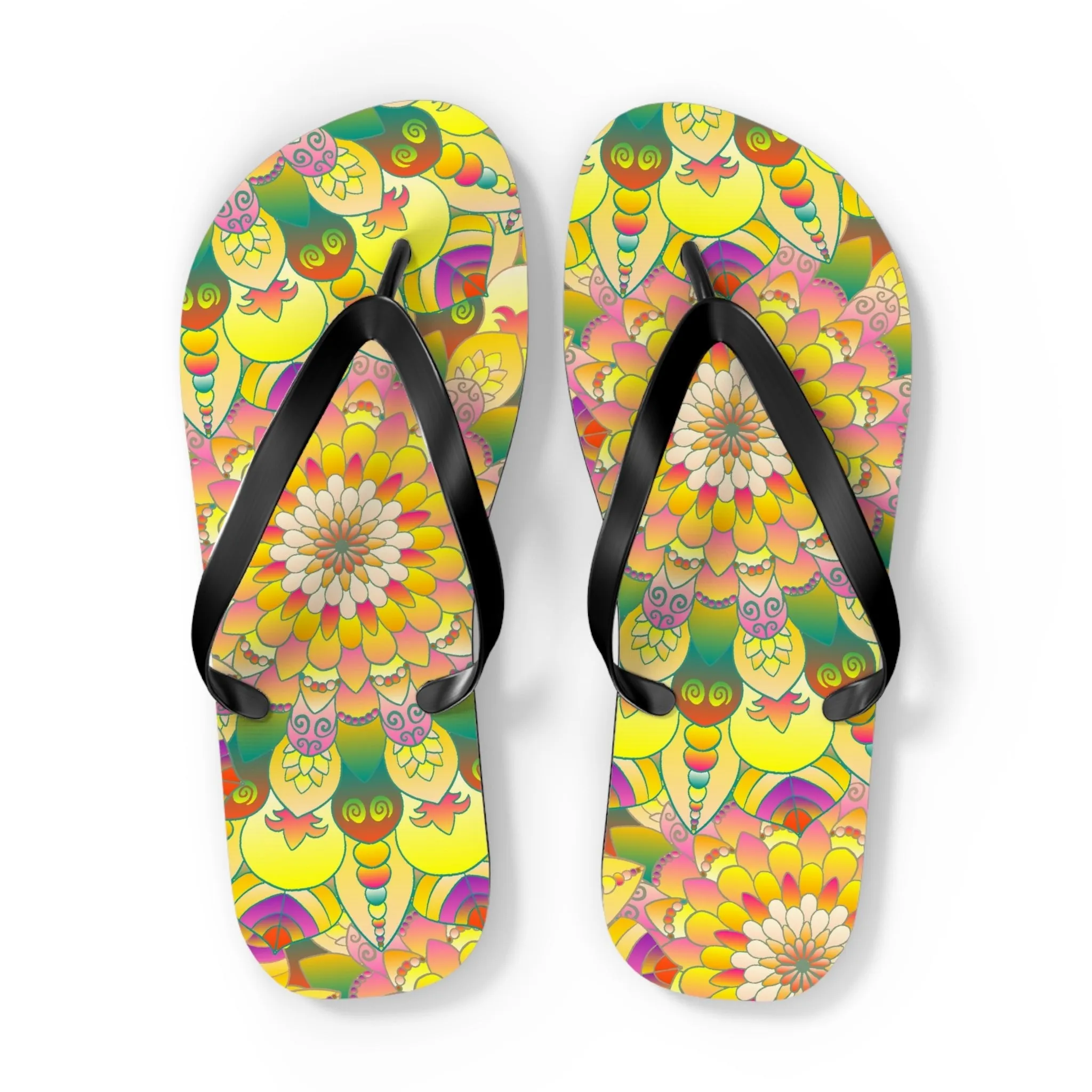 Vibrant Mandala Flip Flops - Stylish Sandals