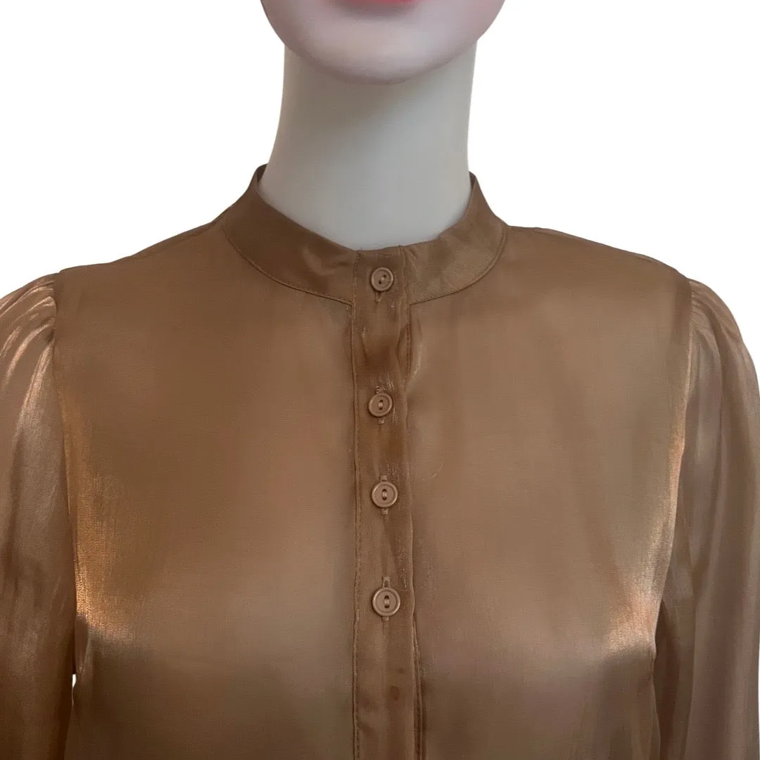Vintage 1970s Glamorous Gold Pussybow Blouse