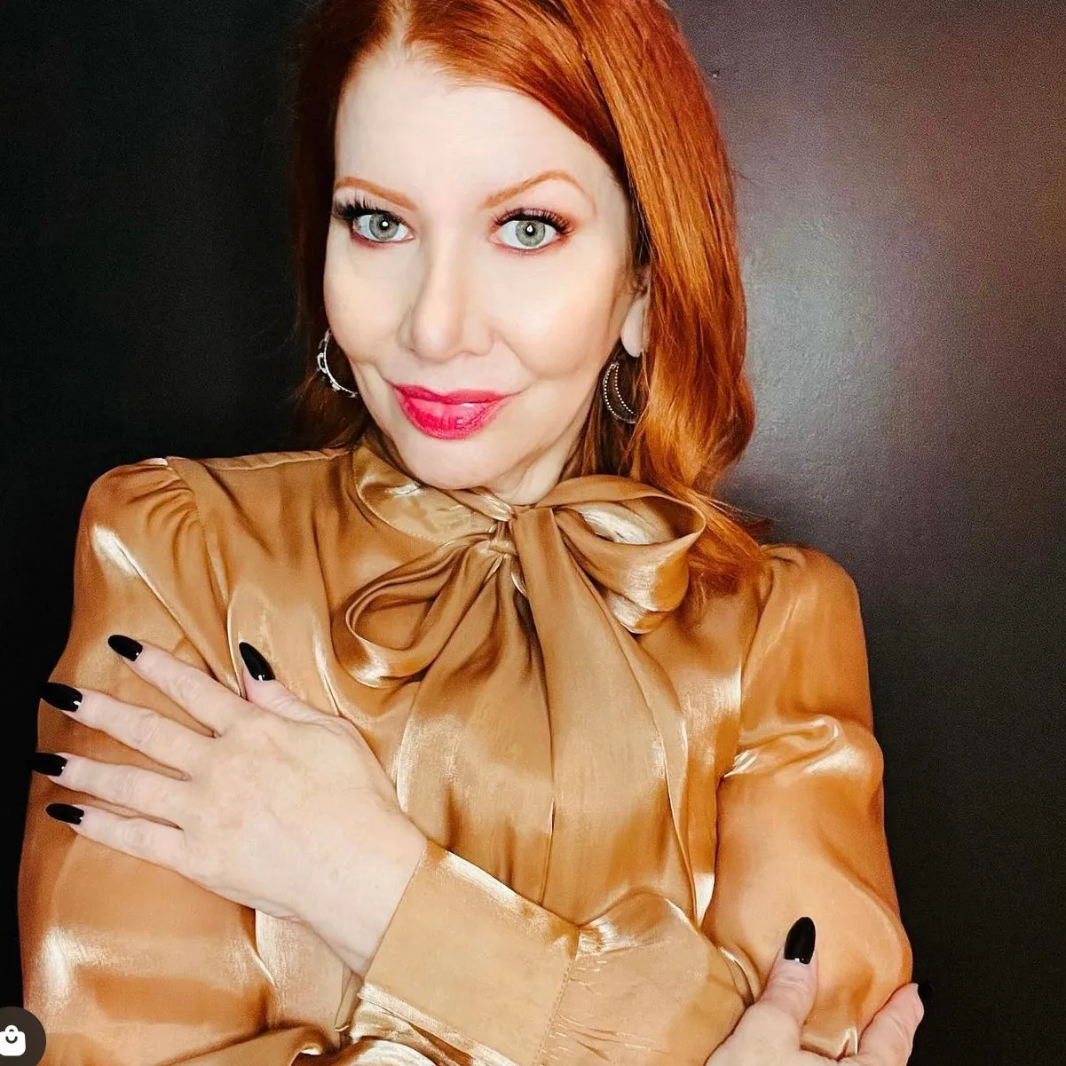 Vintage 1970s Glamorous Gold Pussybow Blouse