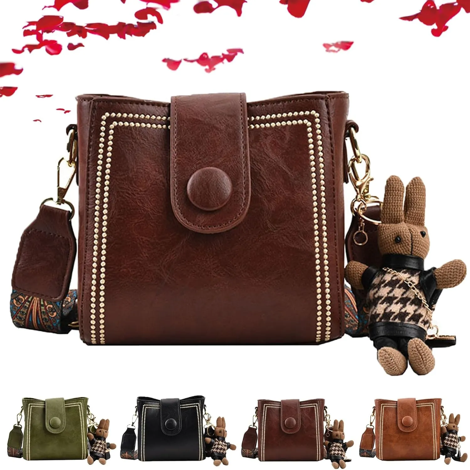 Vintage Fashion Bag with Adjustable Wider Shoulder Strap, Vintage Retro Small Water Bucket Bag Womens Crossbody Bag