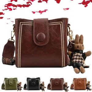 Vintage Fashion Bag with Adjustable Wider Shoulder Strap, Vintage Retro Small Water Bucket Bag Womens Crossbody Bag
