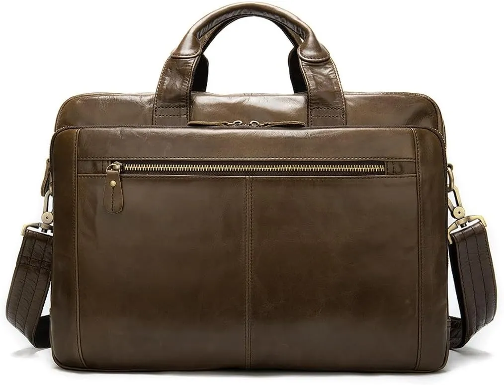 Vintage Leather Bag Business Handbag Men's shoulder Briefcase Computer Bag